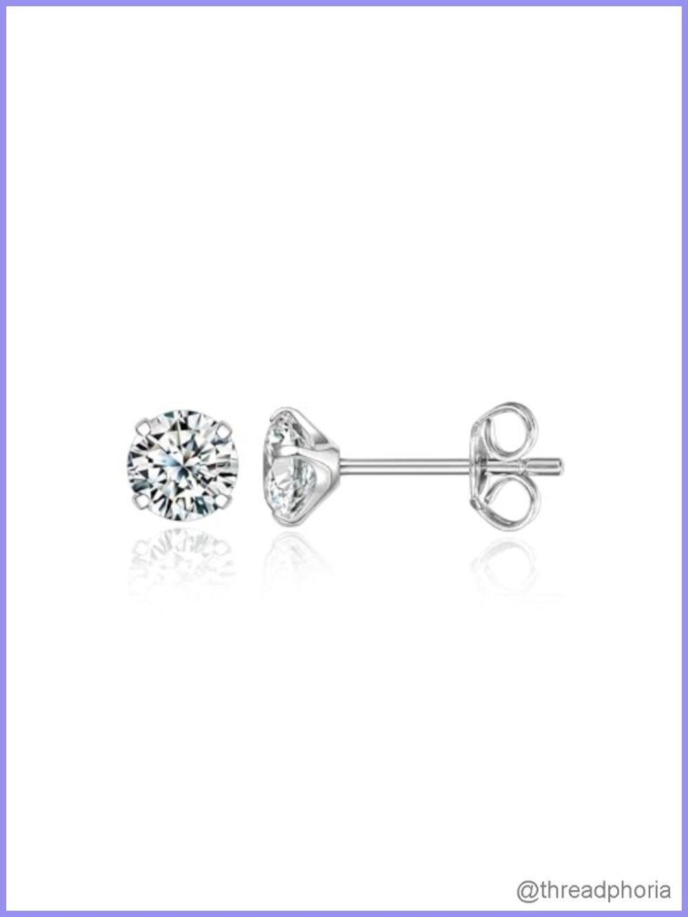 Implant Grade Titanium Stud Earrings Hypoallergenic Cubic Zirconia